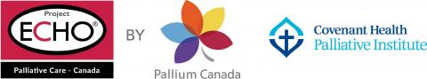 Logos for the Covenant Health Palliative Institute and Project ECHO by Pallium Canada