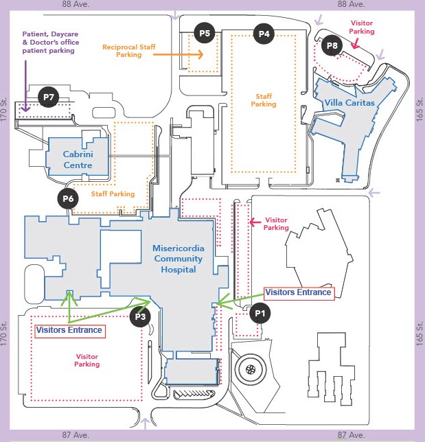 Map of Misericordia hospital parking