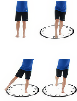 Photos of steps for proprioception clock exercise