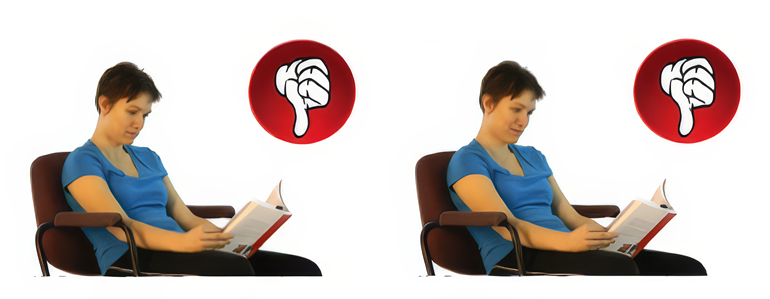 Photos of bad reading posture