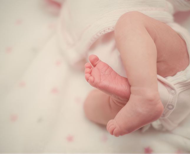 Photo of a preterm baby's feet