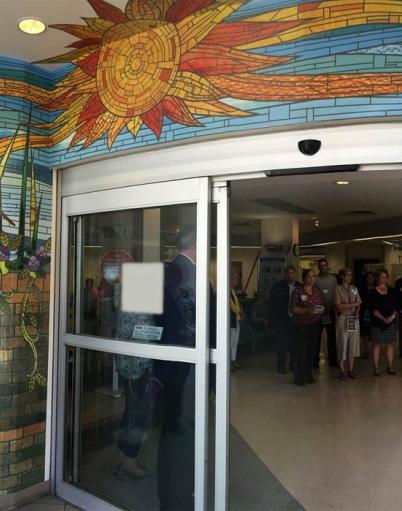 Colourful artwork adorning the main entrance of the Misericordia Hospital