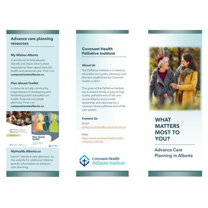 All sides of the Advance Care Planning Alberta brochure